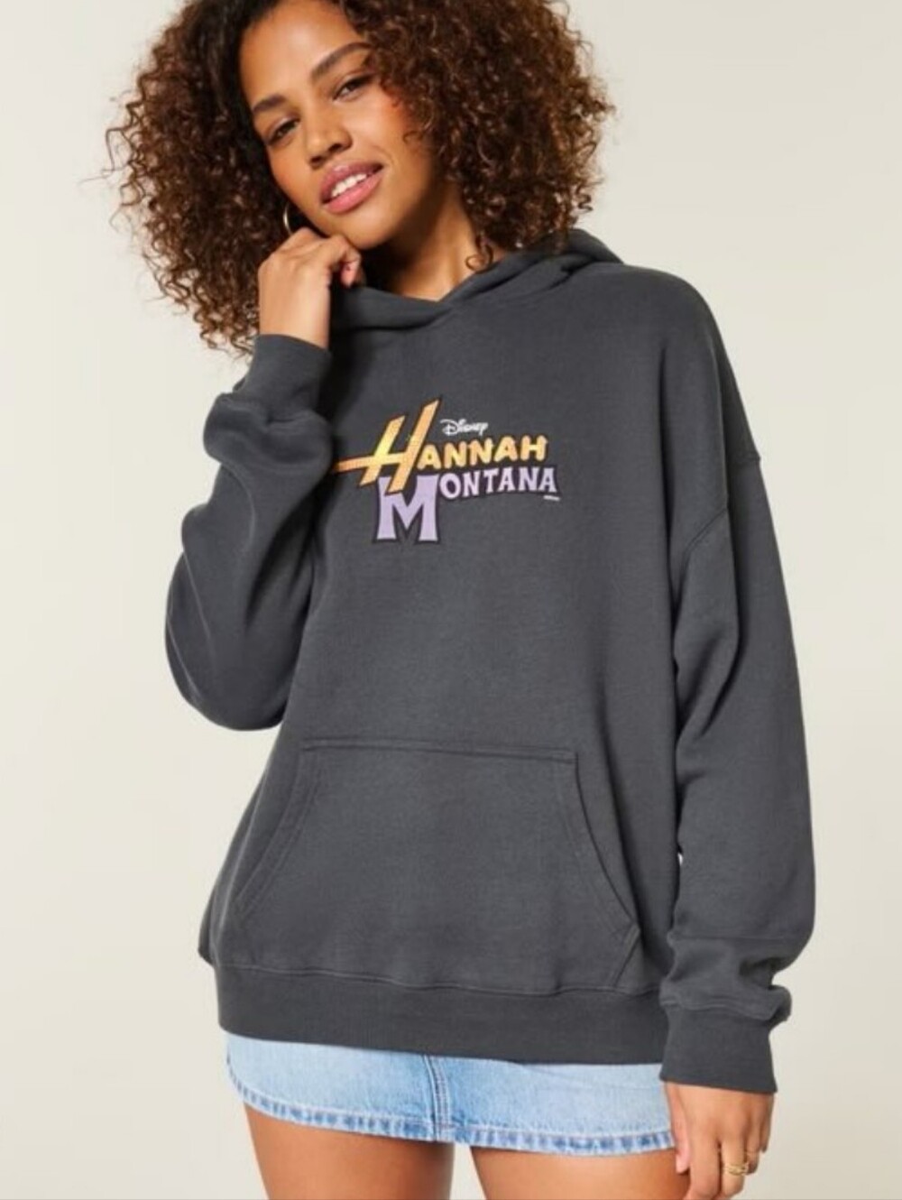 @Disney Hannah Montana Charcoal Hoodie with Yellow & Lavender Logo